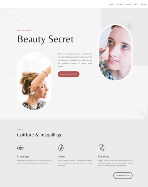 page d'accueil Beauty Secret